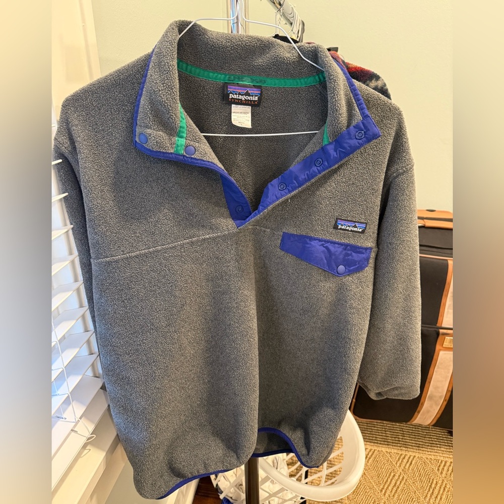 Men’s Gray/Blue Fleece Patagonia Synchilla Pullover